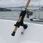 Railblaza Starport in black wall mounted as rod holder base