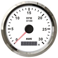 KUS Tachometer with hourmeter for inboards 0-3000 rpm -...