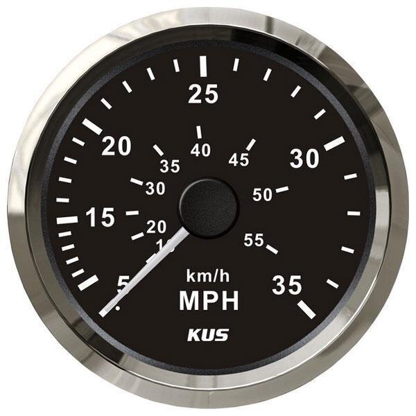KUS Staudruck snelheidsmeter van 0-35 mph / 60 km/u - zwart