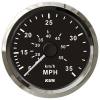 KUS Staudruck snelheidsmeter van 0-35 mph / 60 km/u - zwart