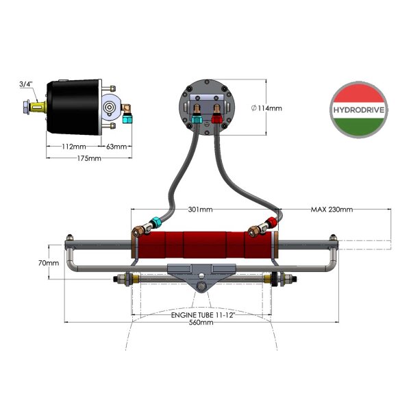 Hydrodrive hydraulische besturing MF350-SP voor buitenboordmotoren tot 350 pk (raceboten)