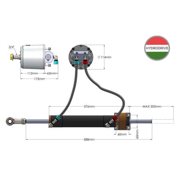 Hydrodrive MU100-TF MRA inboard hydraulic kit for boats up to 16 mt (52ft)