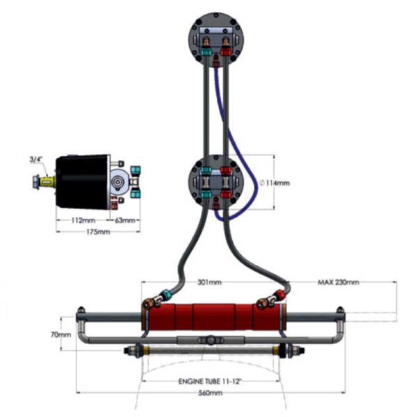 Hydrodrive TL2-30MRA-DS aansluitset voor tweede stuurstand / flybridge