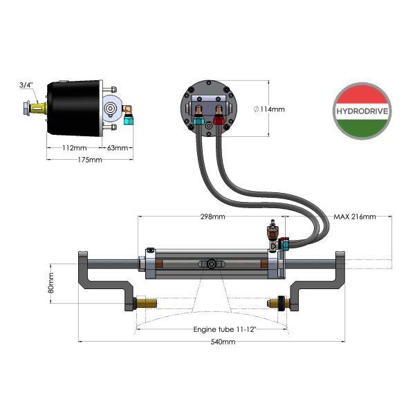 Hydrodrive MF400 WTS outboard hydraulic kit for engines up to 400 HP